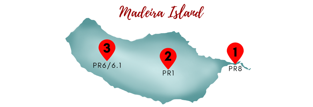Map of the aproximate locations of the three hikes.