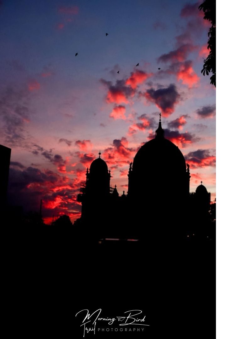 Sillhouete of Berliner Dom at sunset.