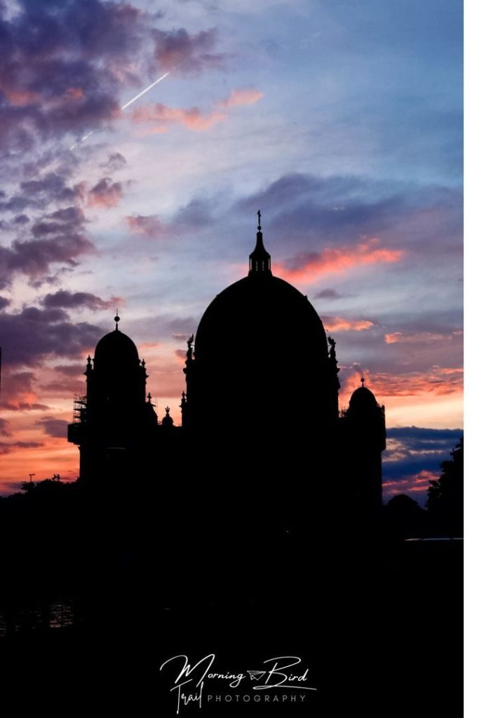 Sillhouete of Berliner Dom at sunset.