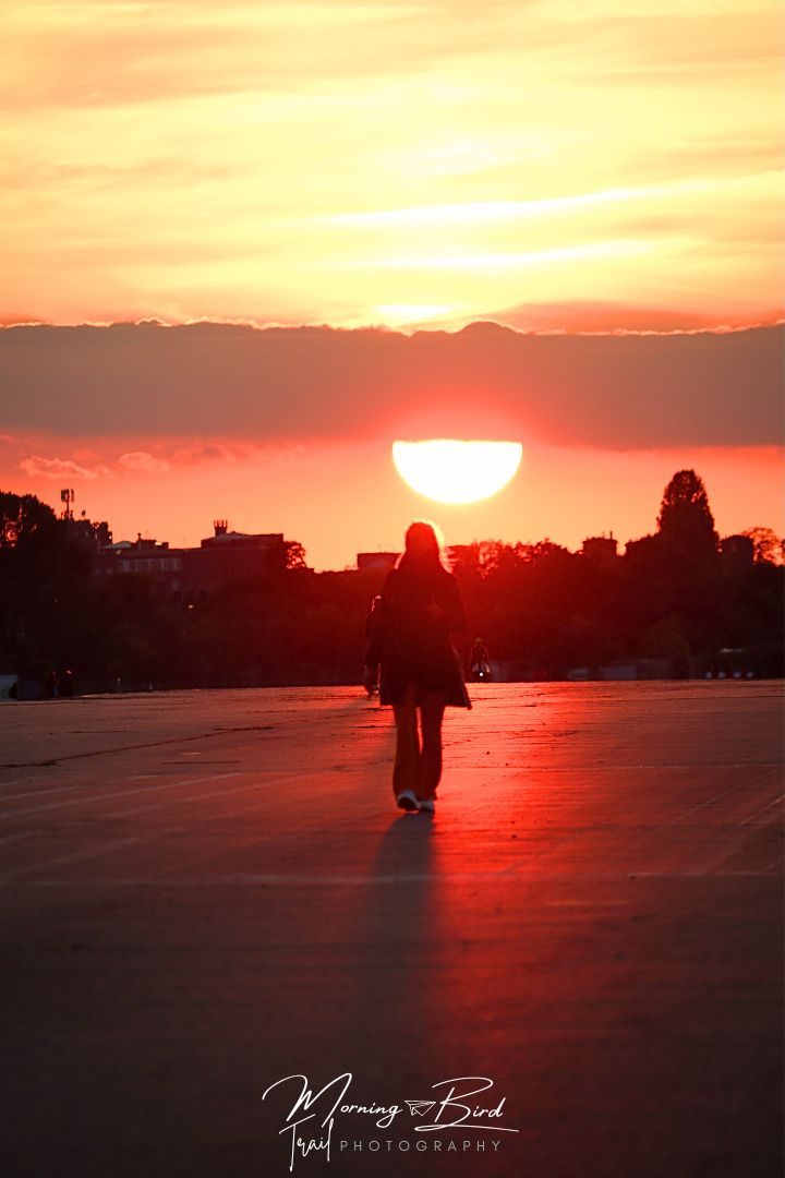 Street photography at sunset at Temperhof Feld, Berlin