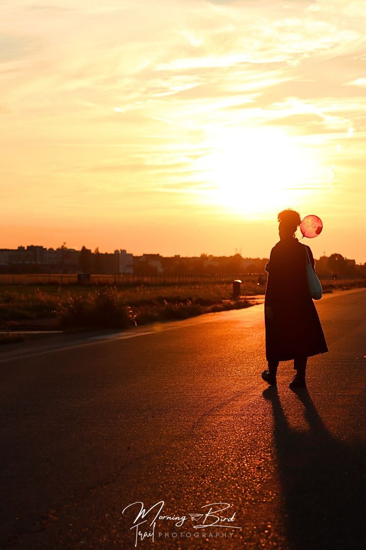 Street photography at sunset at Temperhof Feld, Berlin